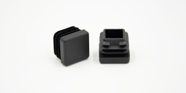 4-er Set Einschlag-Gleiter 20x20mm für Vierkantrohr (nicht für Holzumantelung) Innenmaß Vierkantrohr 16x16mm, schwarz